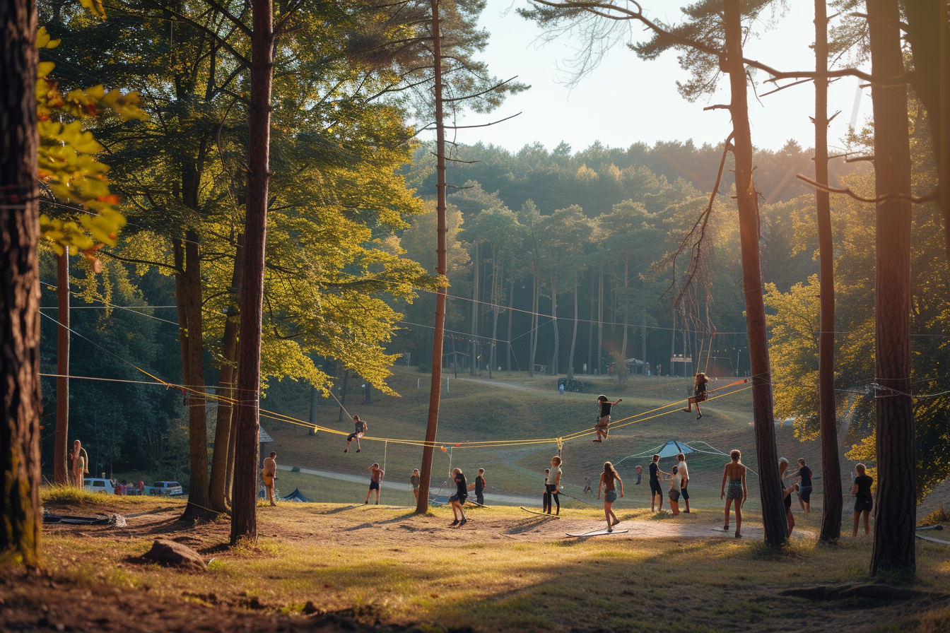 Pratique de slackline entre arbres